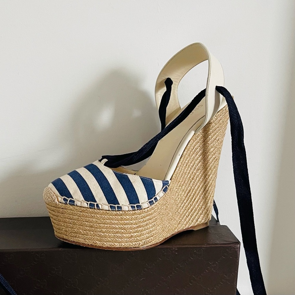 NEW IN BOX GUCCI WEDGE ESPADRILLES - Picture 8 of 12